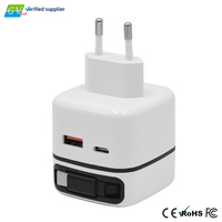 Cargador de Pared USB-C GaN PD 3.0 de 35 W con Cable Retráctil Tipo C, 2 Puertos Tipo C, Puerto USB-A, Enchufe Estadounidense, Certificado CE/FCC/ROHS