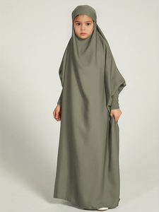 Pringbud Ramadan mediorientale abbigliamento musulmano da ragazza per bambini abiti lunghi Abaya abiti in tinta unita manica <span class=keywords><strong>a</strong></span> <span class=keywords><strong>pipistrello</strong></span> Abaya arabica - Product Image 5