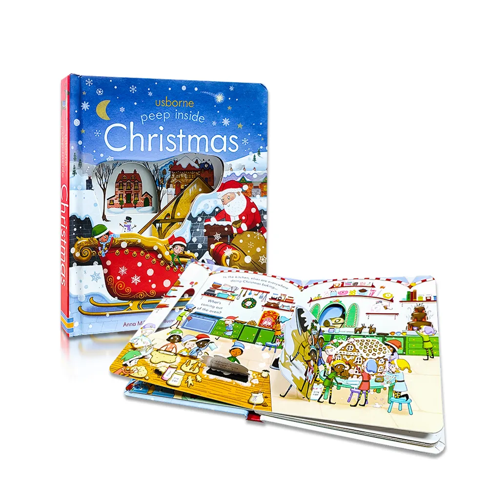 Neue Kinder-Weihnachtsgeschenk Jungen Mädchen Spiele Buch Weihnachten Schlafengelegenheit Erzählung Heben Sie die Klappen Bücher bedrucken