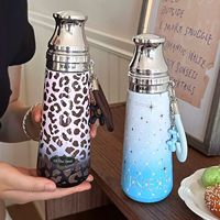 Nouvelle Arrivée Bouteille Isotherme Créative Léopard 400ml en Acier Inoxydable avec Corde Portable pour Voyage et Sport
