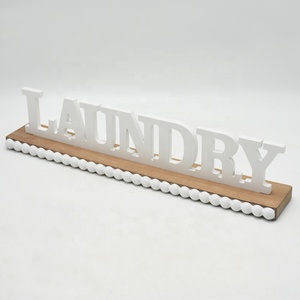 Luckywind New Arrived <strong>Laundry</strong> Table <strong>Sign</strong> Standing Decorations Vintage Wooden Letters Decor With Wood Bead Base for Home - Product Image 2