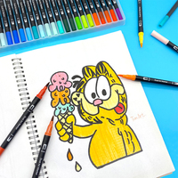 Marqueurs à eau de couleur personnalisés de conception nouvelle, à double pointe, pour des dessins fins et à pinceau, encre à base d'eau pour enfants