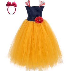 Princesse fille robe Tulle longue mode enfants vêtements jaune <span class=keywords><strong>neige</strong></span> blanche princesse sans manches fille Tutu robe <span class=keywords><strong>pour</strong></span> adolescents filles - Product Image 1