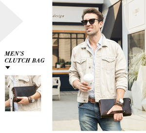 <span class=keywords><strong>Pochette</strong></span> da <span class=keywords><strong>Uomo</strong></span> Contact's Antifurto in <span class=keywords><strong>Pelle</strong></span> Crazy Horse Borsa a Mano Vintage Borsello Multicomparto con Lucchetto a Combinazione - Product Image 2