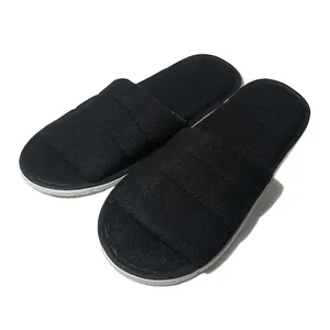 Top quality cotton upscale hotel disposable white and black nice-looking small profits hotel slipper for sale