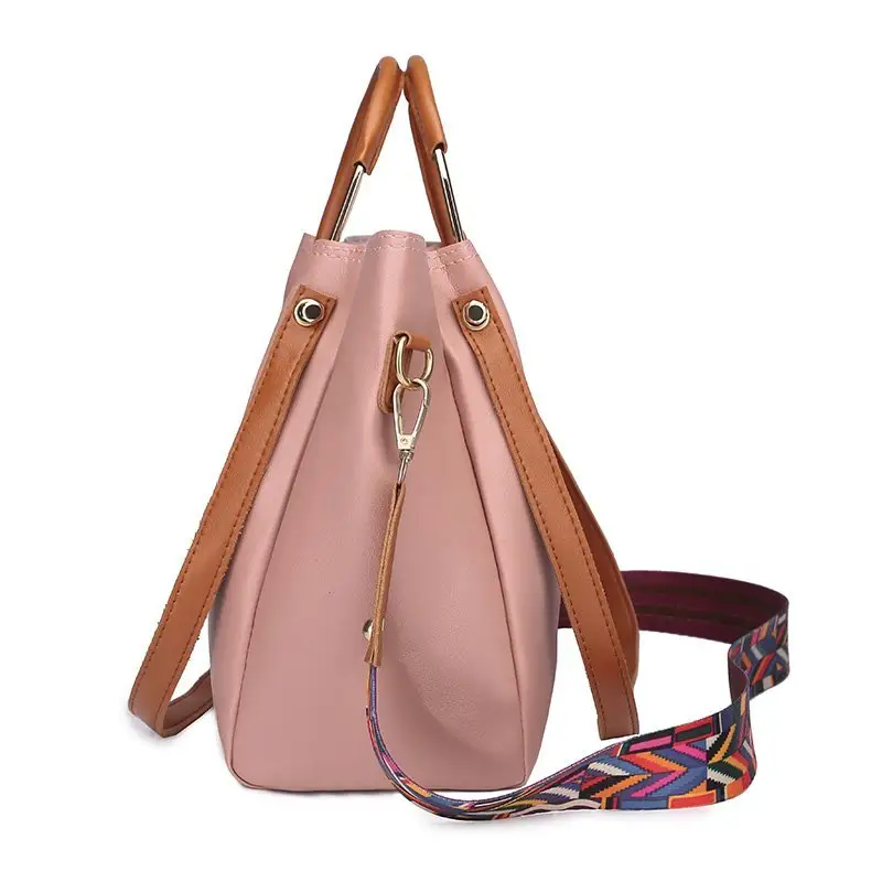Bolsa feminina de PU colorida fashion contrastante conjunto com grande capacidade 4 em 1 sacola crossbody envelope bolsas mensageiro e carteira para mulheres