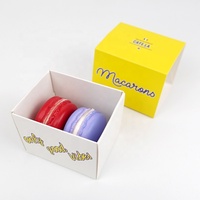 Boîte d'emballage en papier pliable personnalisée pour 2 macarons, biscuits, desserts, mini-boîtes à tiroir coulissant