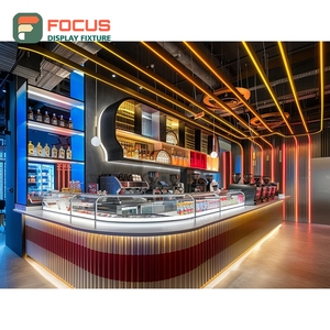 Commercial Coffee Service <b>Counter</b> Front Cash Wrap Bakery Shelf Matte Wood Cafe <b>Counter</b> - Product Image 3