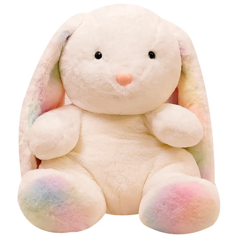 Pelúcia de coelho colorido, atacado, orelhas longas, nova chegada, algodão pp, brinquedos de pelúcia macio, coelho