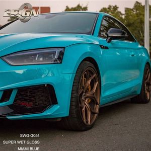 Haute qualité cristal brillant Miami bleu PVC voiture Wrap autocollant décoratif rouleau résistant aux UV anti-rayures vinyle Film - Product Image 2