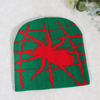Bonnet en tricot jacquard Y2K motif toile d'araignée, style gothique vieilli, avec graphique araignée, unisexe, streetwear hip-hop, chaud et extensible pour l'hiver