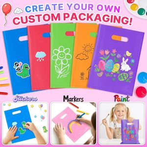 Pink Plastic <b>Gift</b> <b>Bags</b> 8x11in Die Cut Handles 50 Pcs For Party Favors Wedding Birthday Anniversary - Product Image 6