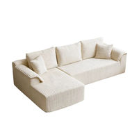 Canapé sectionnel moderne en velours côtelé avec chaise longue, canapé deux places sans structure, accoudoirs amovibles pour salon, bureau, appartement