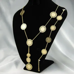 Arap takı büyük altın sikke kolye el zincir bilezik altın kaplama takı setleri kadınlar