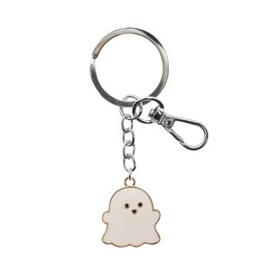 Black and white ghost keychain, simple cartoon accessory, men's and women's backpack key <b>ring</b>, <b>couple</b> pendant. - Product Image 5