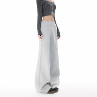 Pantalon Culotte Gris Femme Été Léger Coupe Droite Décontractée Ample Taille Mi-Haute Respirant Anti-plis