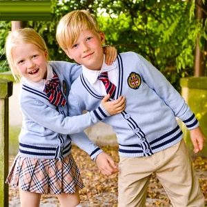OEM Uniforme Scolaire Câble Style Britannique Femmes Hommes Travail Uniforme Cardigan Enfants Garçon Fille Style Coton <span class=keywords><strong>Pull</strong></span> Personnalisé Scho - Product Image 2