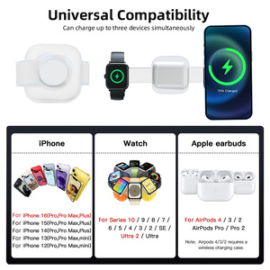 <b>3</b>-In-1 Wireless Charger 15W Fast <b>Charging</b> For Apple Phones Watches Headphones Multifunction Integrated - Product Image 3