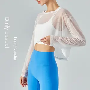 Long Sleeve Yoga Blouse Lightweight Breathable Sports Fitness Tops Summer Outer Wear Yoga wear eco friendly yoga clothes