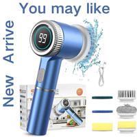 Brosse de Nettoyage Électrique Rotative sans Fil Rechargeable avec Manche d'Extension et Brosses Adaptatives