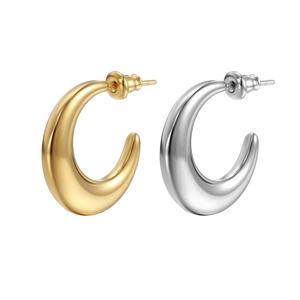 Pendientes de aro circulares de acero inoxidable Showfay para mujer, pendientes grandes y <span class=keywords><strong>gruesos</strong></span> <span class=keywords><strong>dorados</strong></span>, accesorios de joyería de moda. - Product Image 5