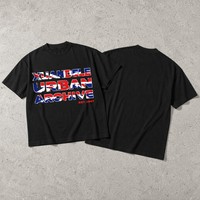 T-shirt graphique vintage délavé coupe oversize et courte, style streetwear urbain, impression numérique personnalisée, effet délavé à l'acide, unisexe