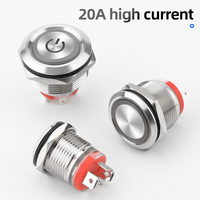 Haute qualité 16/19/22mm 12V étanche IP65 interrupteur à bouton-poussoir momentané en acier inoxydable interrupteurs à bouton-poussoir courts en métal