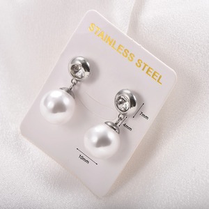Pendientes de Perlas de Acero Inoxidable, 4 Estilos a Elegir, Pendientes de Aro con Nudo de Corazón y Circonitas para Mujer - Product Image 2