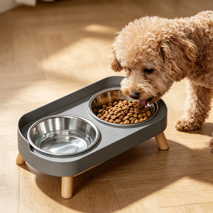 Stainless Steel Pet Bowl Elevated <b>2</b> In 1 Non Slip <b>For</b> Cats And <b>Small</b> Dogs - Product Image 4