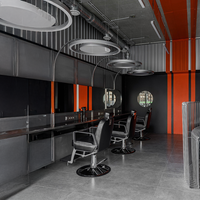 Mobilier de salon de coiffure personnalisé, design moderne 3D, décoration de salon de coiffure, chaise de barbier
