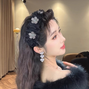 Diadema de Encaje Negro con Flores, Diseño Exclusivo y Popular, Estilo Vintage de Lujo Ligero, Diademas para Mujer, Joyería de Moda - Product Image 1