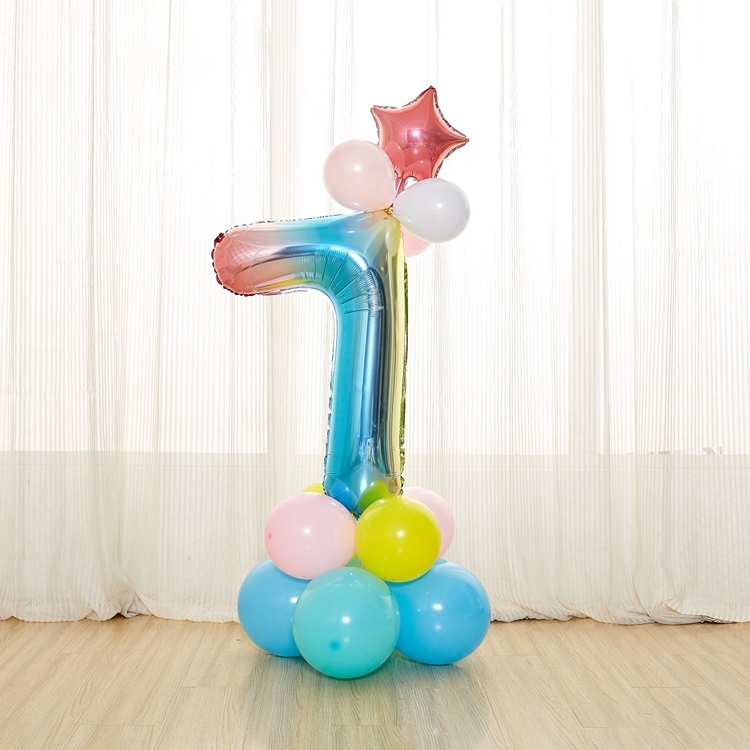 17 pièces Anniversaire Colorée Colonne Ballon Ensemble Chiffres 0-9 Prince Couronne Ballons Bébé Douche Décoration Fournitures De Fête