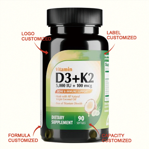Cápsulas Blandas de Vitamina D3+K2, 2000 UI D3 + 100mcg K2, Base de Aceite de Coco Virgen, 90 Cápsulas Blandas, Suplemento Dietético - Product Image 5