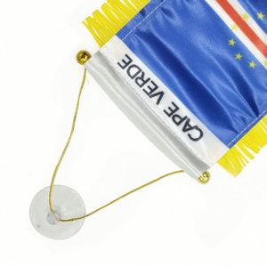Bandera de Cabo Verde Personalizada, Mini Bandera de Satén para Coche con Borlas Amarillas - Product Image 3