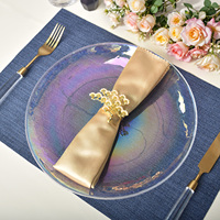 Assiettes de présentation en verre effet irisé martelé, vente en gros du fabricant, service de vaisselle en verre pour mariage