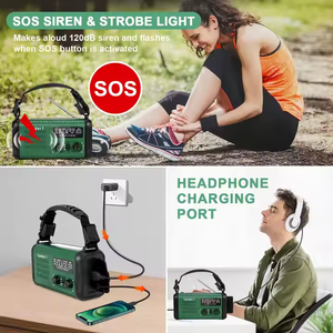 20000mAh khẩn cấp Hand Crank đài phát thanh <span class=keywords><strong>noaa</strong></span> AM FM thời tiết đài phát thanh năng lượng mặt trời Powered Led đèn pin với ngân hàng điện noodradio - Product Image 3