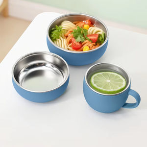 Juego de Vajilla para Bebé de Acero Inoxidable y Silicona, Ecológico, Libre de BPA, Duradero, Rojo, 6 Piezas, Multifuncional, Tazón de Entrenamiento, Vaso, Cubiertos - Product Image 5