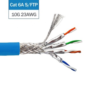 Linkwylan <span class=keywords><strong>cat6A</strong></span> <span class=keywords><strong>SFTP</strong></span> 23AWG 10g 500MHz che chắn <span class=keywords><strong>LSZH</strong></span> LAN Cáp 4PPoE Hỗ trợ màu xanh - Product Image 1