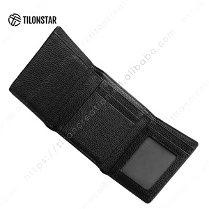 TILONSTAR TVW138 meilleure vente portefeuille court à trois volets à grain de litchi portefeuille en cuir véritable noir à grain supérieur anti-RFID personnalisé - Product Image 4
