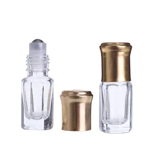 6Ml 12Ml Attar Parfum Glazen Fles 3 Ml Roll Op Flessen Met Aluminium Gold Cap