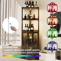 Meuble de bar d'angle minimaliste moderne SENYU avec prise électrique, porte-verres à vin et panneau LED pour petits espaces