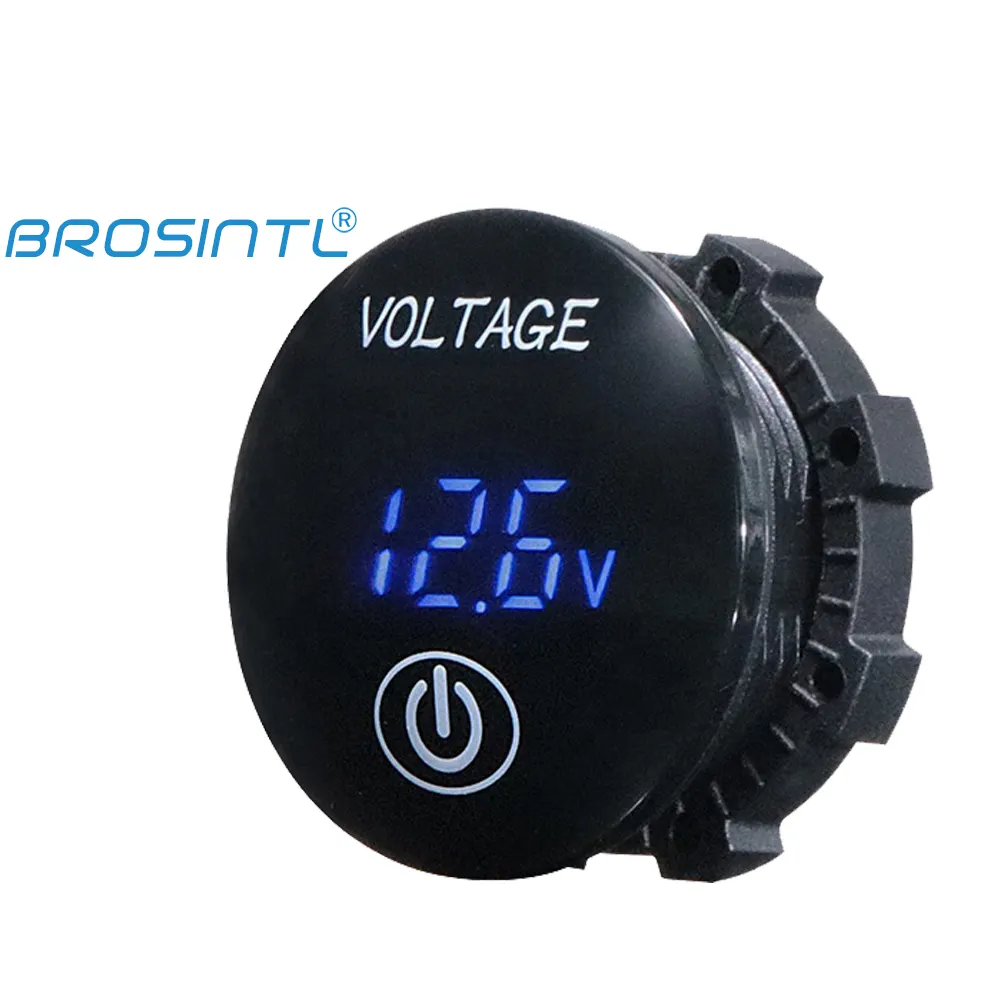 BROSINTL BC034KB Flush Mount Mini 5-48V Car Digital Voltage Meter with Touch ON OFF Switch LED Display for Battery Motorcycle