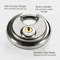 Cadenas rond en acier inoxydable 201 étanche et antirouille de 70 mm avec 2 clés en fer