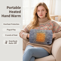 Chauffe-mains électrique USB en peluche, 3 niveaux de chauffage, personnalisable, pour l'hiver, la maison, le bureau, l'extérieur, cadeau chaud pour adultes