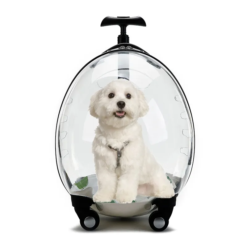 Large Size Luxury Dog Cat Wheeled Trolley Outdoor Transparent Pet Case Pet Carrier For Trolley