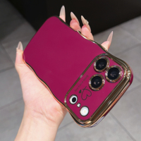Coque de téléphone antichoc en TPU souple électroplaqué rouge cerise, motif cœur, protection des quatre coins pour 18 Pro Max 10