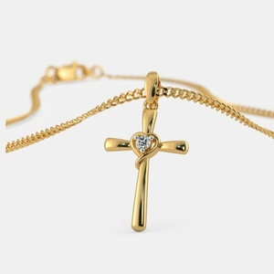 Colgante de Cruz <span class=keywords><strong>Aric</strong></span>, collar con colgante de circonita en forma de corazón, cadena de eslabones impermeable de acero inoxidable, collar cruzado para mujer - Product Image 2