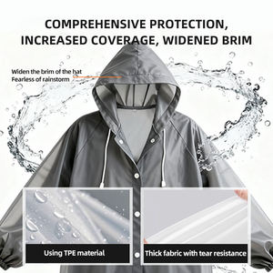 TPE Çok Fonksiyonlu Unisex Özelleştirilebilir Logolu Su Geçirmez Moda Yağmurluk Ekstra Büyük Yağmurluk - Product Image 4