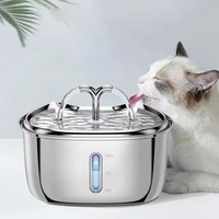Fontaine à eau pour animaux de compagnie très vendue, fontaine à eau automatique en acier inoxydable, fontaine à eau pour chat, 2,4 L, acier inoxydable 304