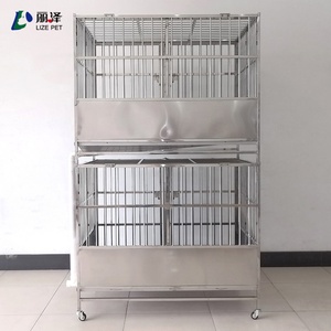 LIZE PET Gabbia <span class=keywords><strong>per</strong></span> <span class=keywords><strong>Cani</strong></span> Robusta in Acciaio Inox, Doppio Piano, 4 Porte, Pieghevole, con Drenaggio, <span class=keywords><strong>per</strong></span> Interni ed Esterni - Product Image 5
